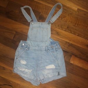 Short jean overalls